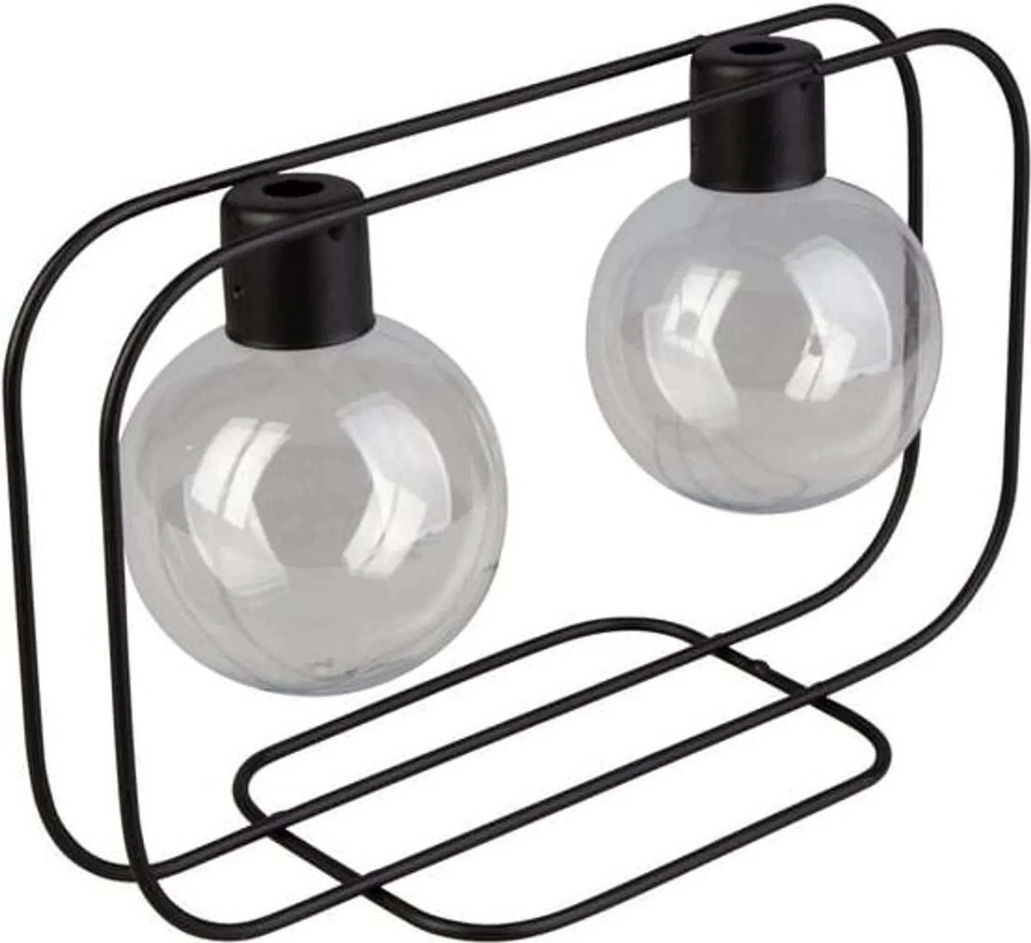 Doppelvase in Kugelform – Schwarz, Metall & Glas