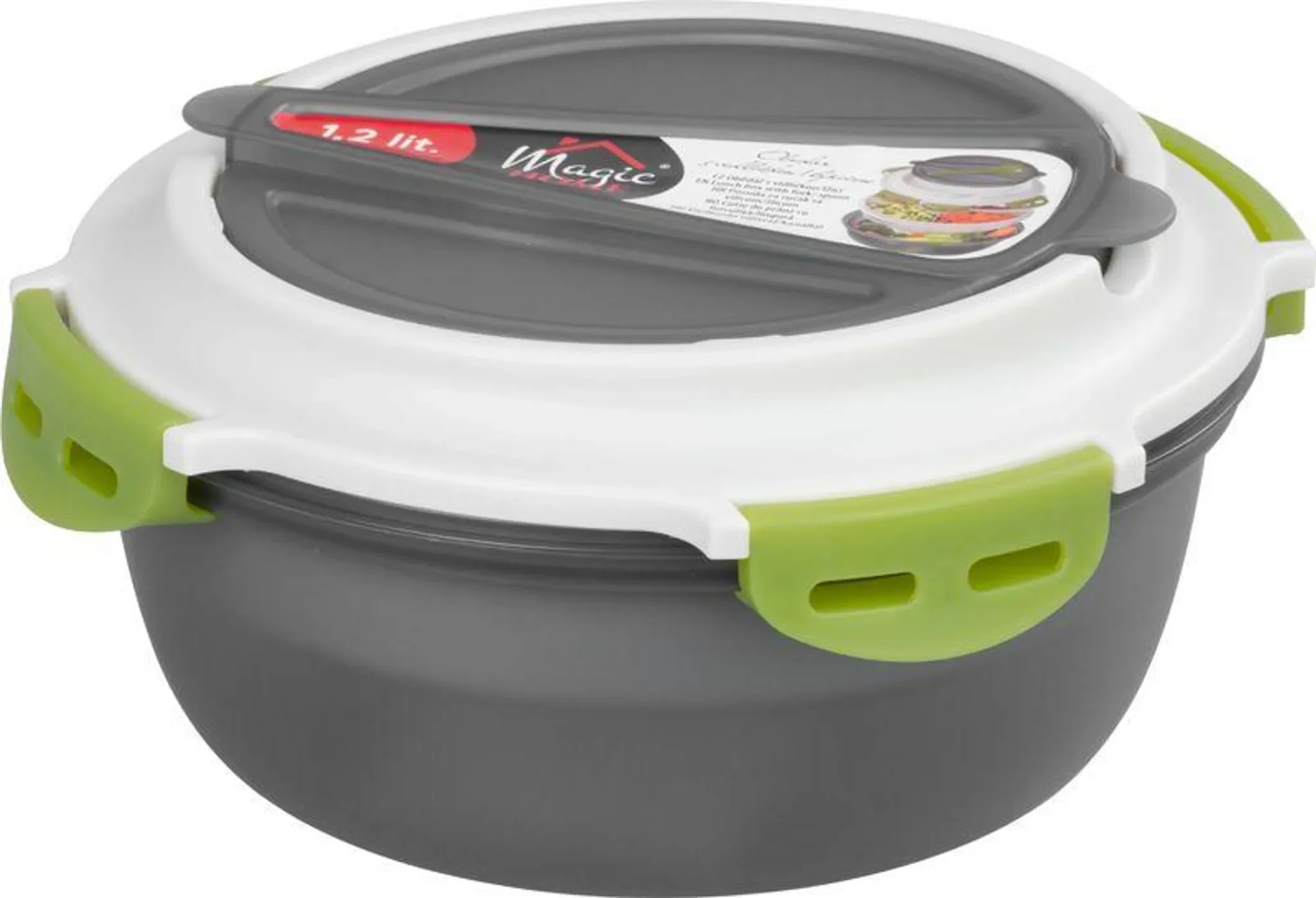 Lunchbox „MagicHome“ – rund, 1200 ml, mit Besteck