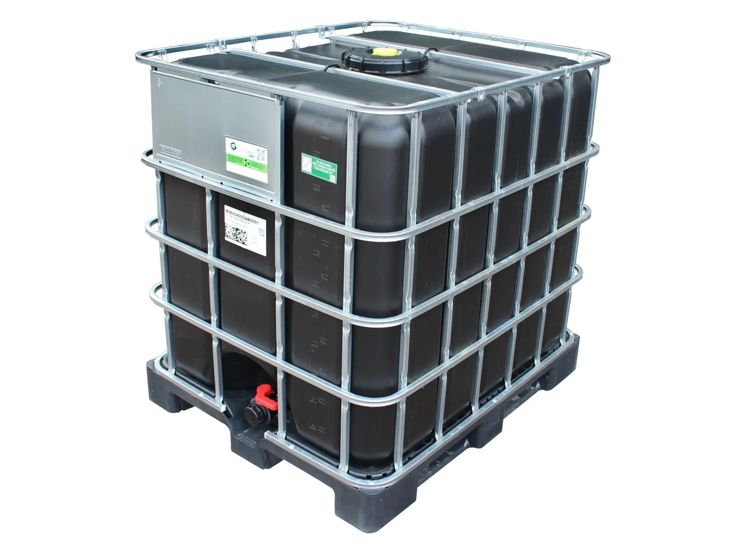 Greif IBC Container 1000 l schwarz mit Kunststoffpalette