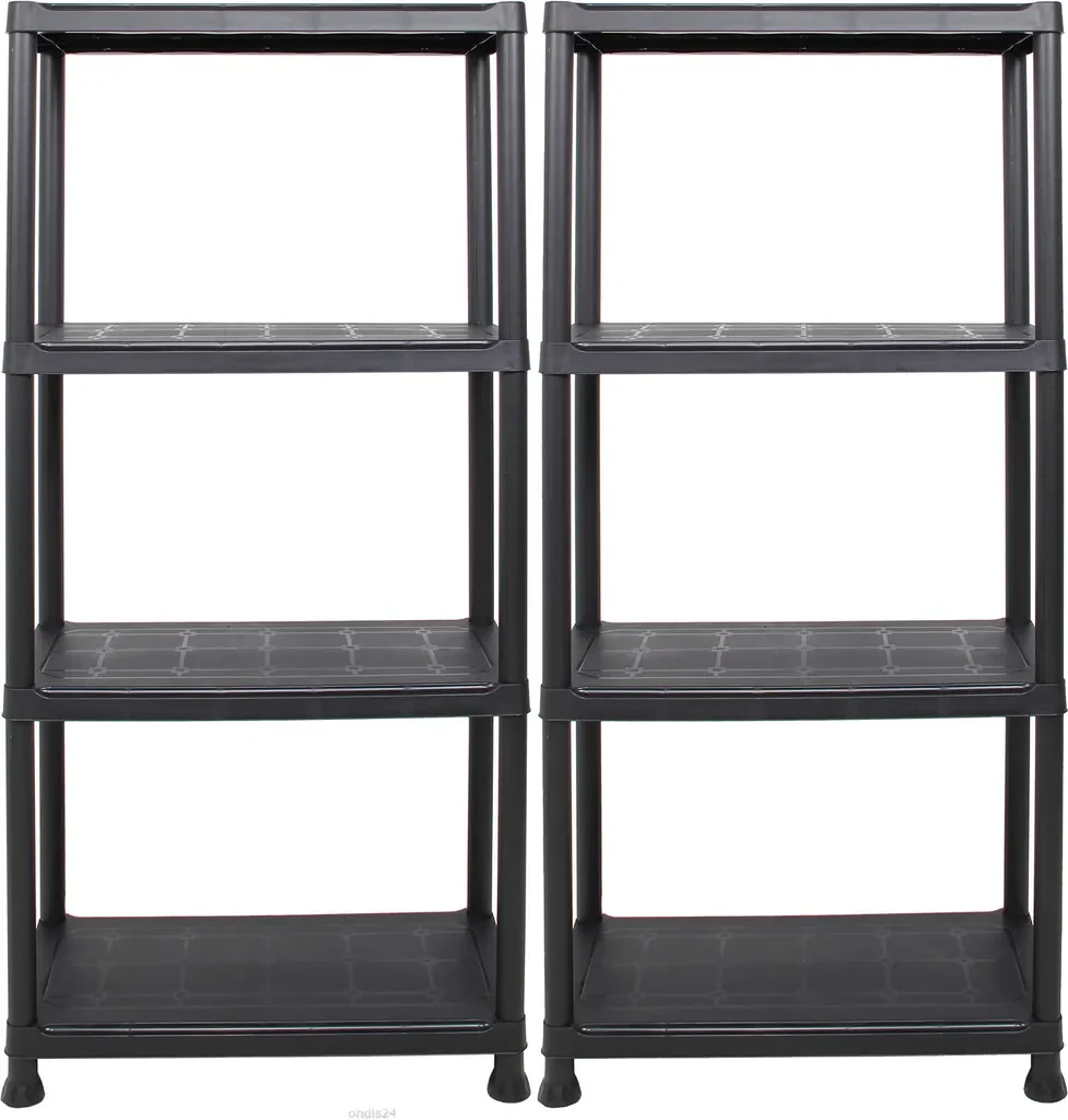 Ondis24 Steckregal 2er Set 60x30x135 cm, 4 Böden, Kunststoff