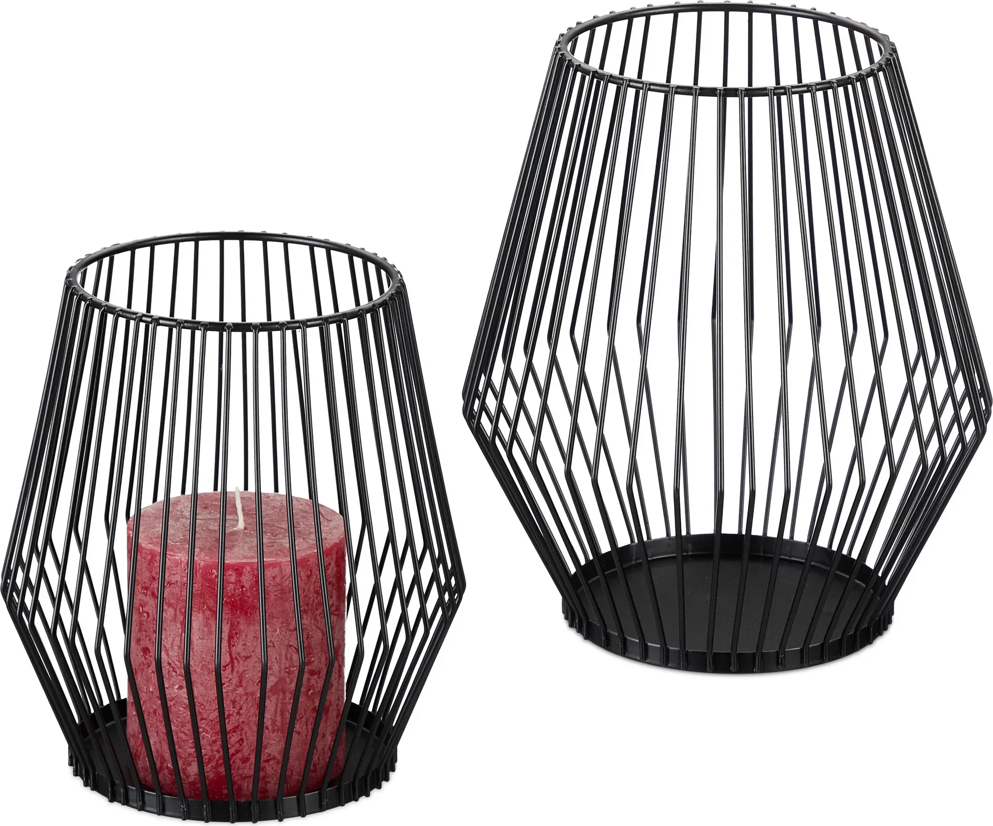 Deko-Kerzenständer aus Metall – 2er-Set, Schwarz