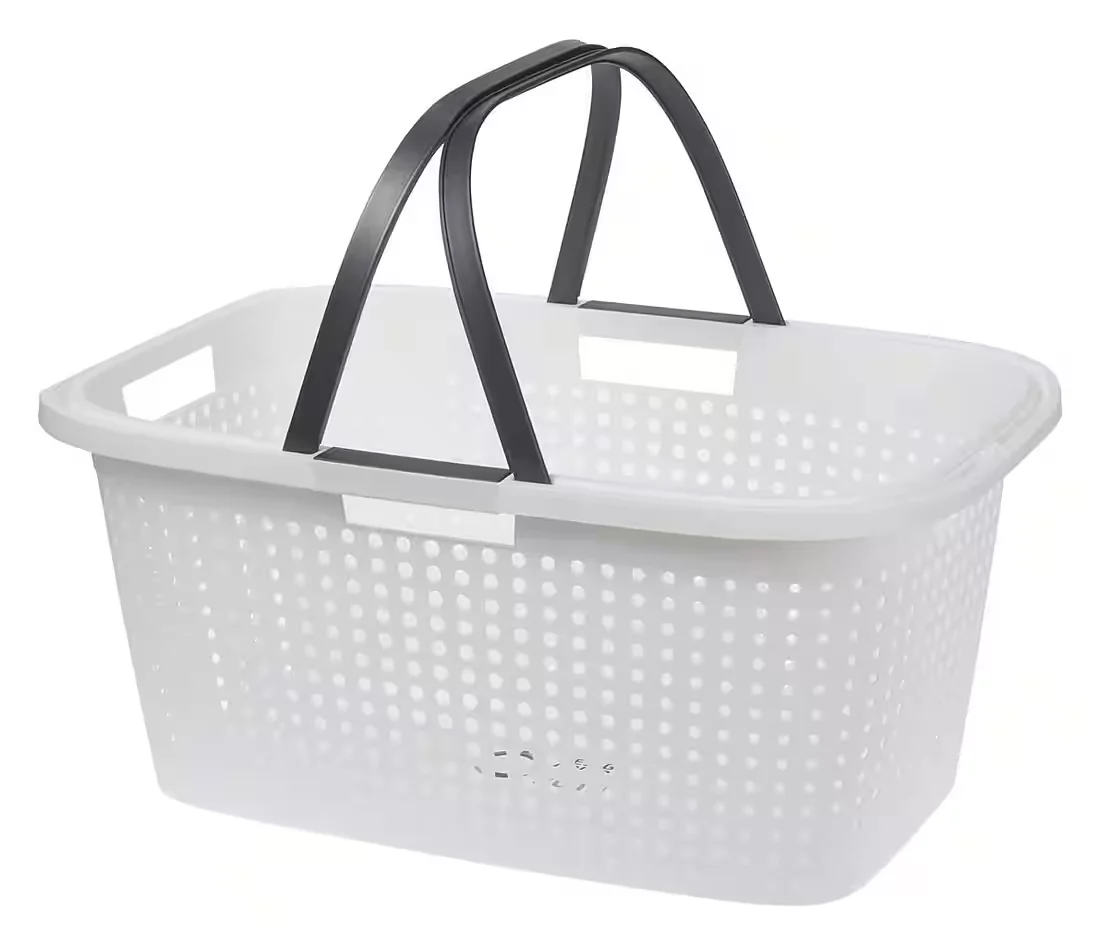 Spetebo Wäschekorb 45 Liter mit Griffen, weiß