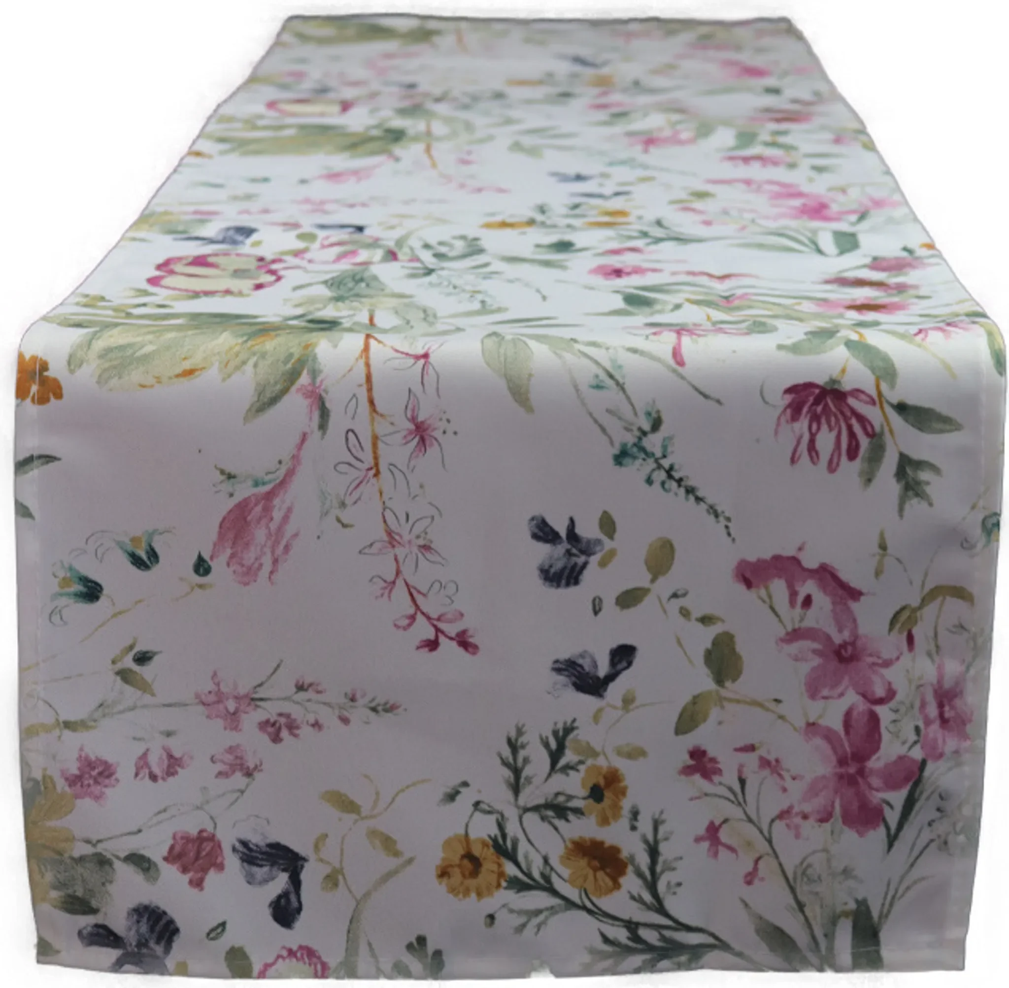 Tischläufer Blumen – Landhaus-Look, Leinenoptik, 40 × 140 cm