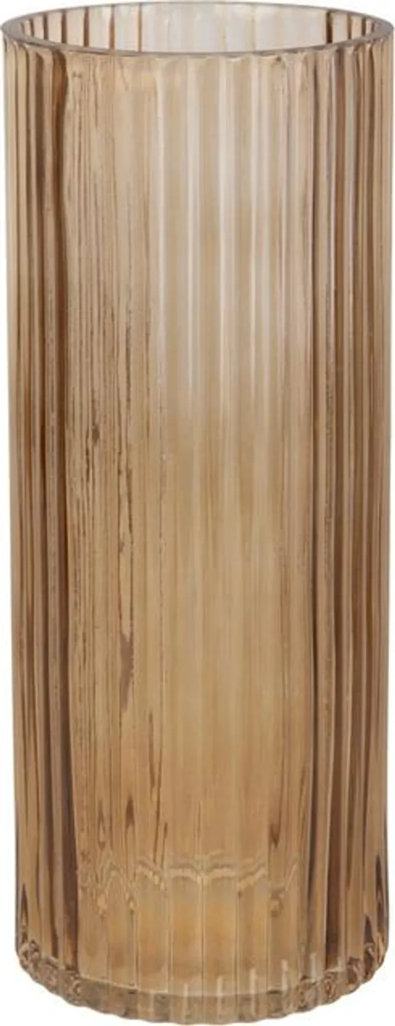Runde Glasvase mit Rillen – ca. 25 cm, Beige