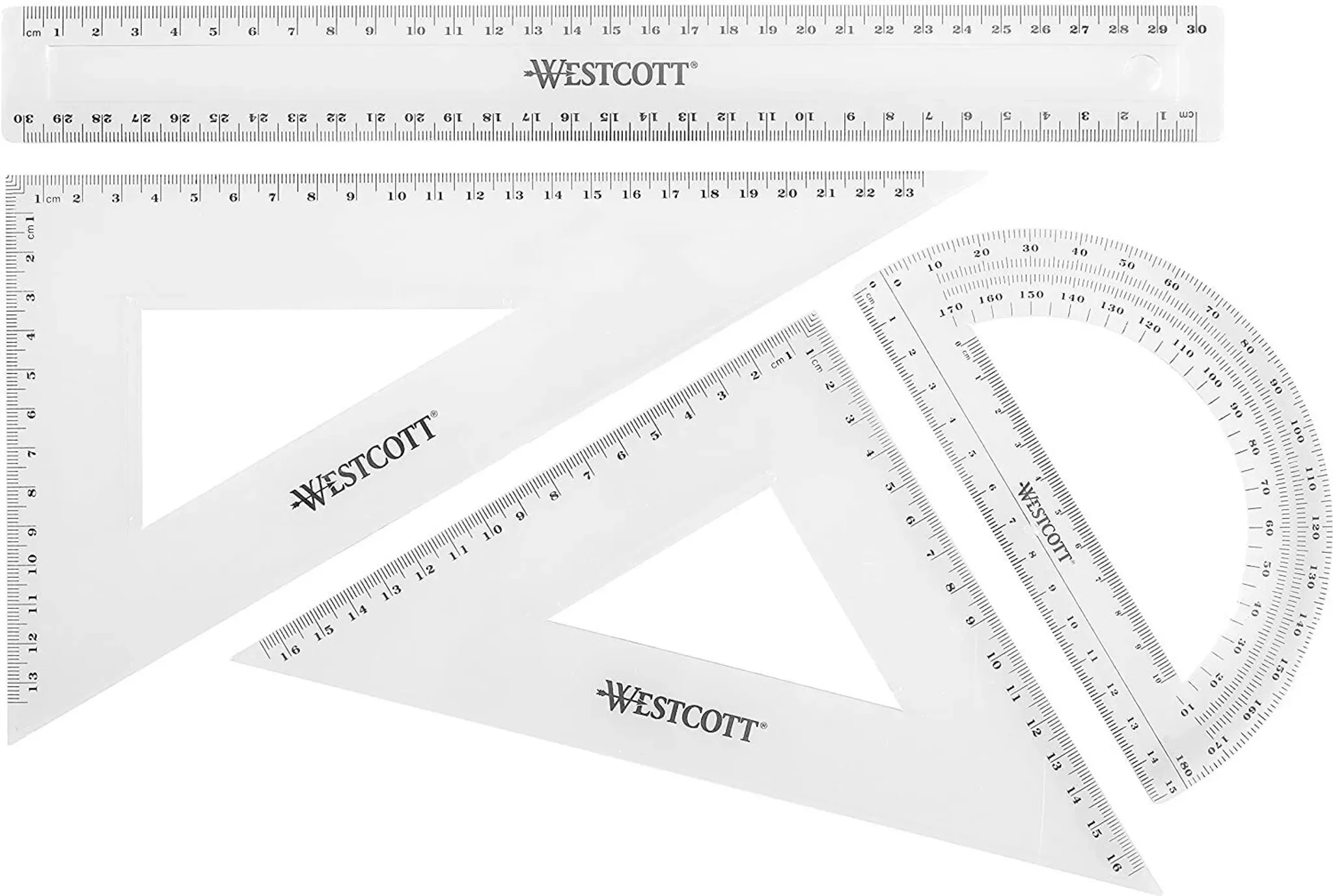 Geometrieset 4-teilig – Lineal, Dreiecke & Winkelmesser