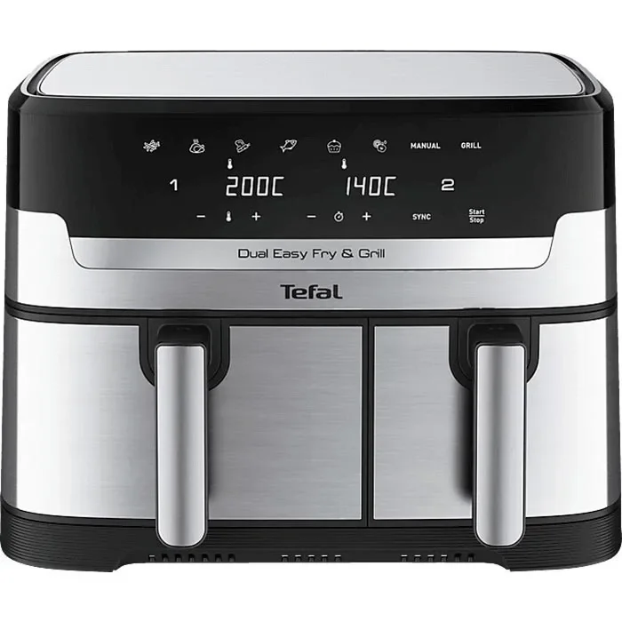 Tefal Dual Easy Fry & Grill Heißluftfritteuse EY905D 5,2+3,1 L 2 Zonen