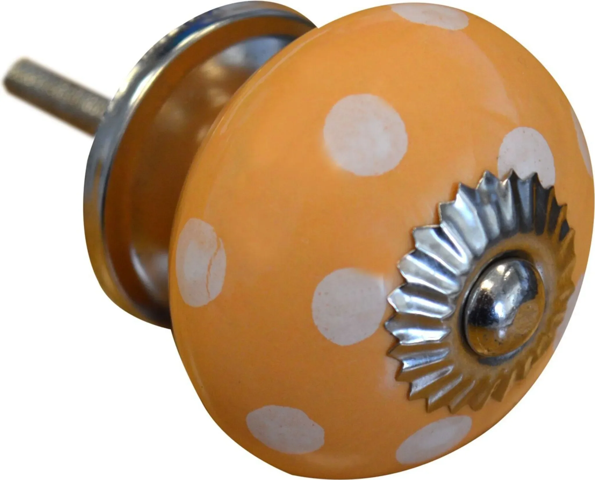 Runder Schrankknopf aus Keramik – „Orange Spot“
